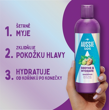 Aussie SOS Sooth & Hydrate hydratační šampon na vlasy