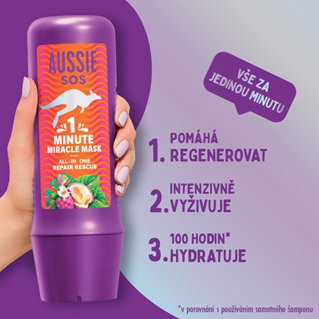 Aussie 1 Minute Miracle Repair Rescue intenzivně vyživující maska pro suché a poškozené vlasy
