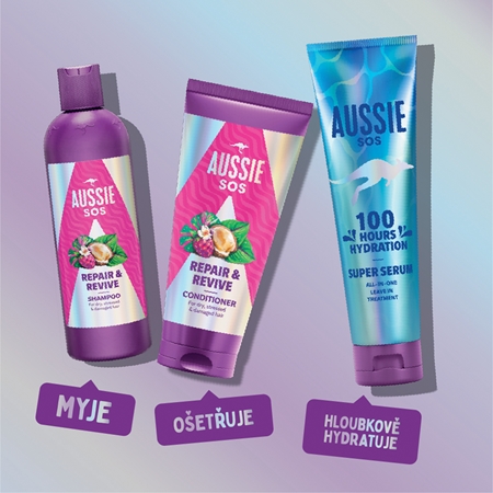 Aussie SOS Repair & Revive vyživující kondicionér pro namáhané vlasy a vlasovou pokožku