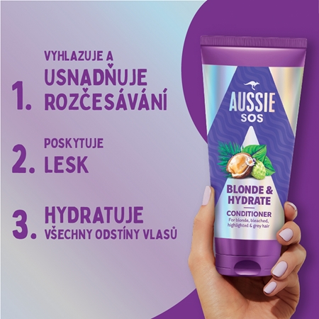 Aussie SOS Blonde & Hydrate hydratační kondicionér pro blond vlasy