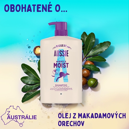 Aussie Miracle Moist hydratačný šampón pre suché a poškodené vlasy