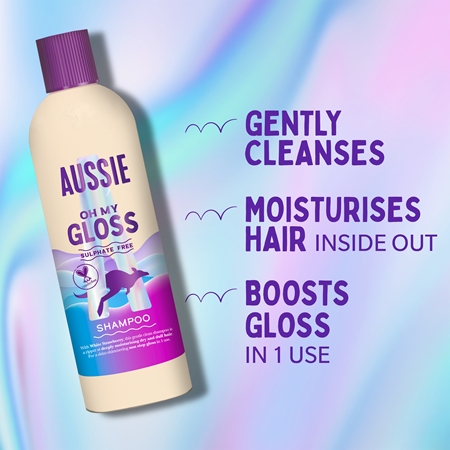 Aussie Oh My Gloss Shampoo Shampoo for skinnende og blødt hår