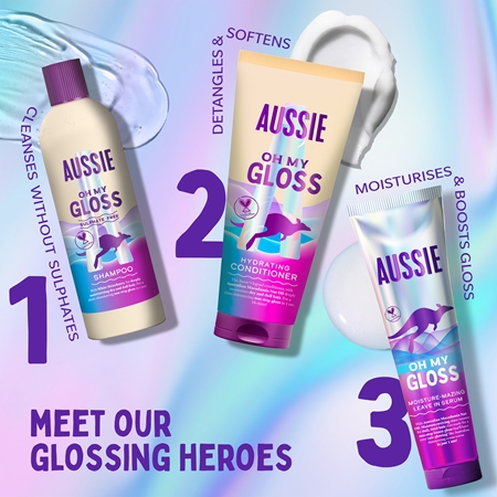Aussie Oh My Gloss Shampoo Shampoo for skinnende og blødt hår