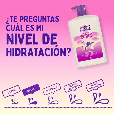 Aussie Bouncy Curls champú de hidratación intensiva para cabello ondulado y rizado