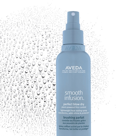 Aveda Smooth Infusion™ Perfect Blow Dry gladilno pršilo za sušenje s sušilcem proti krepastim lasem