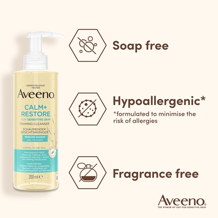 Aveeno Calm + Restore mousse detergente per il viso