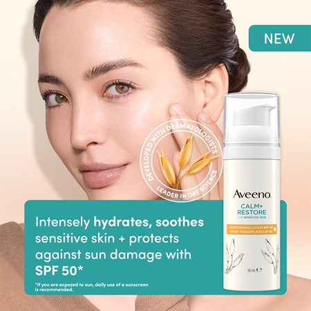 Aveeno Calm + Restore Mitrinošs losjons SPF 50