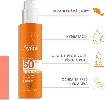 Avène Sun Care Spray 100% Invisible ochranný sprej na opalování SPF 50