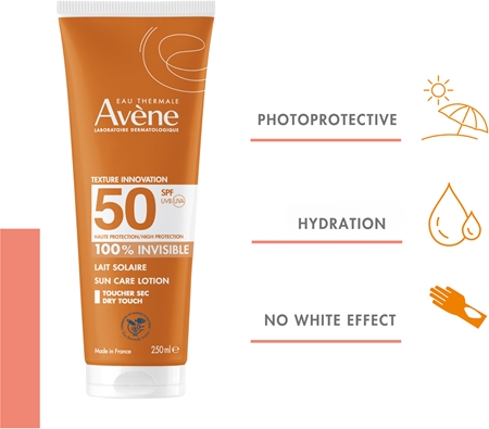 Avène Sun Care Lotion 100% Invisible vízálló napozótej SPF 50