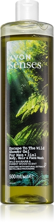 Avon Senses Escape To The Wild gel de ducha para rostro, cuerpo y cabello para hombre