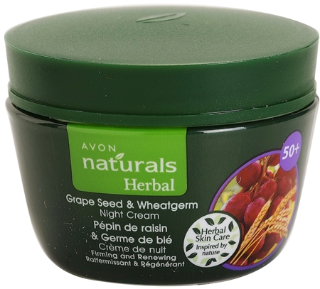 Avon Naturals Herbal crema de noapte pentru restaurare si fermitate extract din ulei de seminte de struguri si germeni de grau