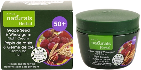 Avon Naturals Herbal crema de noapte pentru restaurare si fermitate extract din ulei de seminte de struguri si germeni de grau