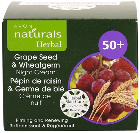 Avon Naturals Herbal crema de noapte pentru restaurare si fermitate extract din ulei de seminte de struguri si germeni de grau