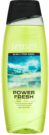 Avon Senses Power Fresh τζελ για ντους και σαμπουάν 2 σε 1