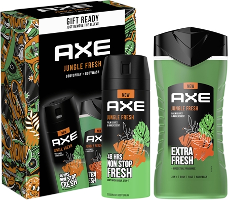 Axe Jungle Fresh dovanų rinkinys kūnui vyrams Palm Leaves & Amber