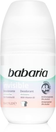 Babaria Deodorant Invisible antitranspirante roll-on anti-manchas amarillas y blancas