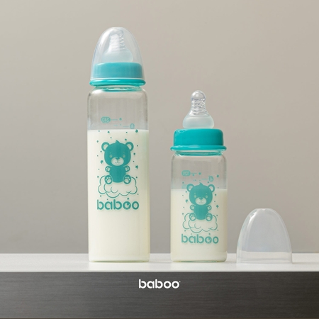 Baboo Anti-colic Glass Feeding Bottle Narrow Neck sklenená dojčenská fľaša