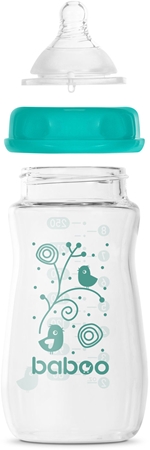 Baboo Anti-colic Glass Feeding Bottle Wide Neck skleněná kojenecká láhev