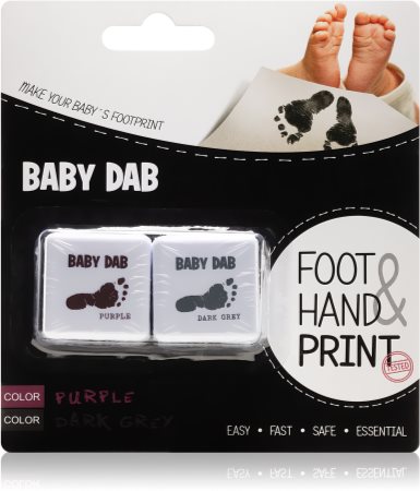 Baby Dab Foot & Hand Print Purple & Grey pintura para las huellas del bebé 2 uds