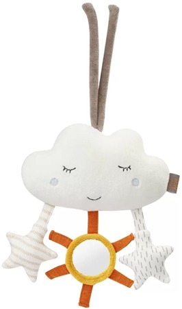 BABY FEHN fehnNATUR Mobile Cloud móvil para bebé en colores de alto contraste con un espejo pequeño