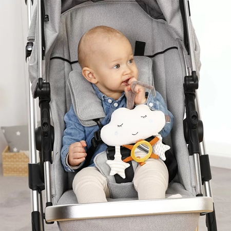 BABY FEHN fehnNATUR Mobile Cloud móvil para bebé en colores de alto contraste con un espejo pequeño