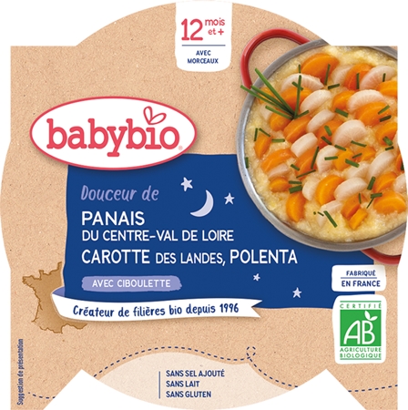 Babybio BIO paštrnák, mrkva a polenta detský príkrm