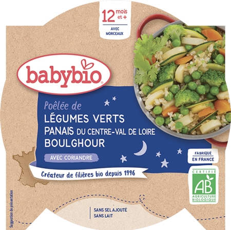 Babybio BIO zelená zelenina pastinák a boulghour dětský příkrm