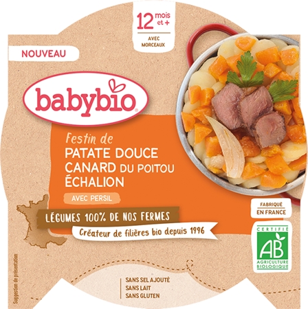 Babybio BIO sladké brambory s kachnou a šalotkou Echalion dětský příkrm