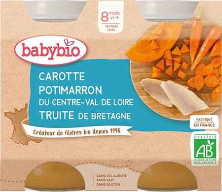 Babybio BIO mrkev a dýně se pstruhem dětský příkrm