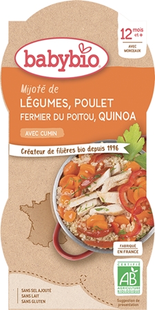 Babybio BIO zelenina s kuřetem a quinoa dětský příkrm