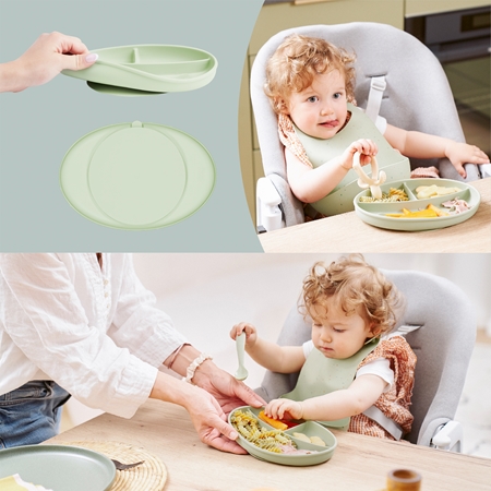 Babymoov Silicone Plate Green dělený talíř