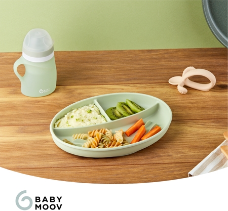 Babymoov Silicone Plate Green dělený talíř