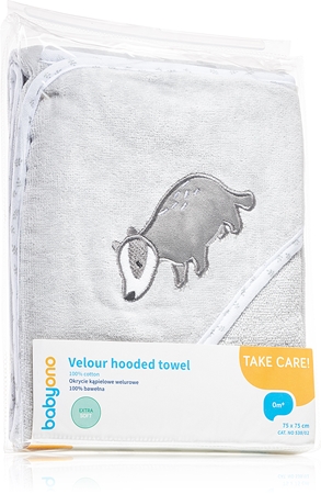 BabyOno Towel Velour serviette de bain avec capuche extra soft