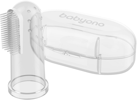 BabyOno Take Care First Toothbrush Kinderzahnbürste zum Aufstecken auf den Finger + Etui