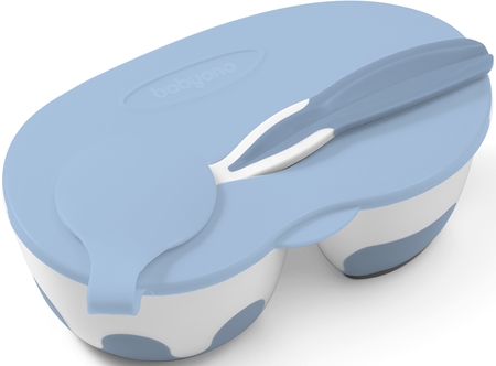 BabyOno Be Active Two-chamber Bowl with Spoon набір посуду для малюків до року