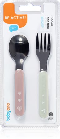 BabyOno Be Active Stainless Steel Spoon and Fork cubierto