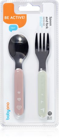 BabyOno Be Active Stainless Steel Spoon and Fork столові прибори