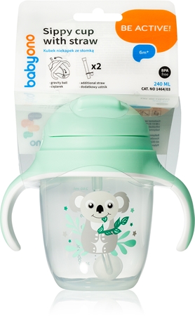 BabyOno Be Active Sippy Cup with Weighted Straw trainingsbeker met rietje