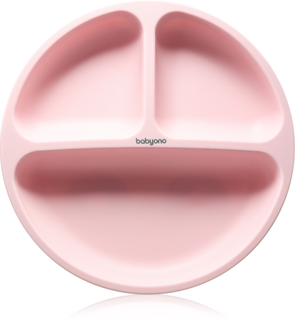 BabyOno Siilicone Plate 6m+ lėkštė su skyreliais su siurbtuku