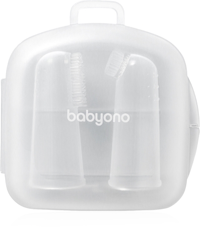 BabyOno Silicone Toothbrush dječja četkica za zube na prst s etuijem