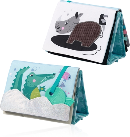BabyOno Reversible Sensory Cloth Book 0m+ kontrastní edukativní knížka se zrcátkem