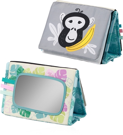 BabyOno Reversible Sensory Cloth Book 0m+ kontrastní edukativní knížka se zrcátkem