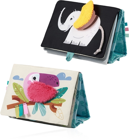 BabyOno Reversible Sensory Cloth Book 0m+ kontrastní edukativní knížka se zrcátkem