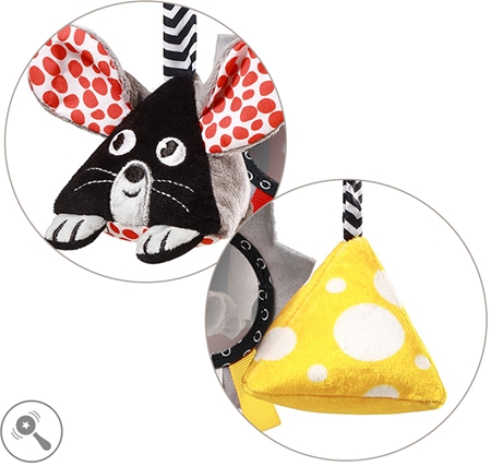 BabyOno Mouse viseća igračka kontrastnih boja