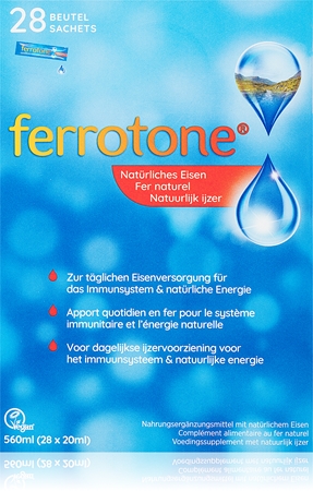 FERROTONE® Prírodný zdroj železa vrecúška s obsahom železa