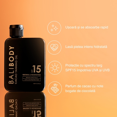Bali Body Cacao Tanning Oil ulei pentru plaja SPF 15