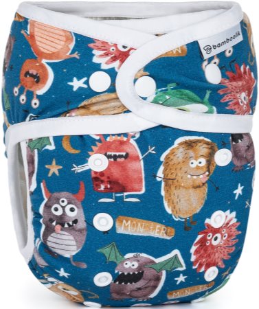 Bamboolik Organic Cotton Monsters washable nappy pants with insert with press studs