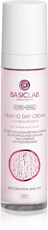 BasicLab Dermocosmetics Estrogenis Nostiprinošs pretgrumbu dienas krēms sejai, kaklam un krūšu zonai
