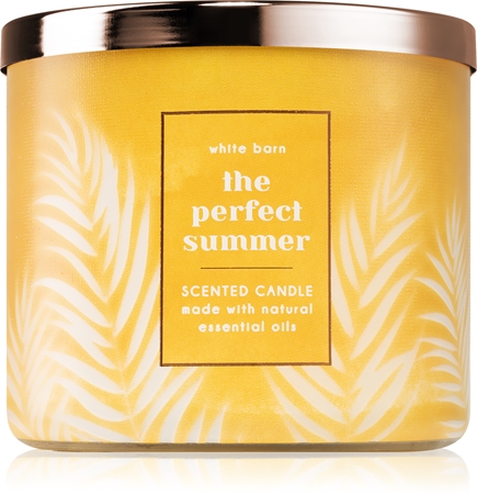 Bath & Body Works White Barn Perfect Summer 3-Wick Scented Candle – Fresh, Clean Fragrance