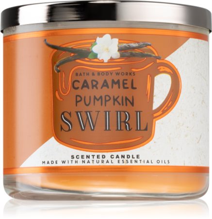 Bath & Body Works Caramel Pumpkin Swirl vela perfumada com óleos essenciais